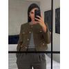imageCicy Bell Womens Cropped Tweed Blazers Jacket Collarless Button Down Business Casual Winter Coats 2026 Spring OutfitsCoffee