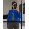 imageCicy Bell Womens Cropped Tweed Blazers Jacket Collarless Button Down Business Casual Winter Coats 2026 Spring OutfitsRoyal Blue