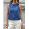 imageCicy Bell Womens Denim Tank Tops Crew Neck Summer Casual Sleeveless Shirts Cropped Loose Fit Jean VestsBlue