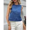 imageCicy Bell Womens Denim Tank Tops Crew Neck Summer Casual Sleeveless Shirts Cropped Loose Fit Jean VestsBlue