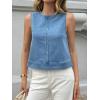 imageCicy Bell Womens Denim Tank Tops Crew Neck Summer Casual Sleeveless Shirts Cropped Loose Fit Jean VestsLight Blue