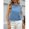 imageCicy Bell Womens Denim Tank Tops Crew Neck Summer Casual Sleeveless Shirts Cropped Loose Fit Jean VestsLight Blue