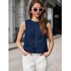 imageCicy Bell Womens Denim Tank Tops Crew Neck Summer Casual Sleeveless Shirts Cropped Loose Fit Jean VestsNavy