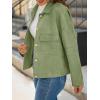 imageCicy Bell Womens Faux Suede Leather Jackets Oversized Cropped Casual Lapel Collar Button Down Spring Vintage ShacketsArmy Green