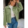 imageCicy Bell Womens Faux Suede Leather Jackets Oversized Cropped Casual Lapel Collar Button Down Spring Vintage ShacketsArmy Green