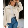 imageCicy Bell Womens Faux Suede Leather Jackets Oversized Cropped Casual Lapel Collar Button Down Spring Vintage ShacketsBeige