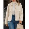 imageCicy Bell Womens Faux Suede Leather Jackets Oversized Cropped Casual Lapel Collar Button Down Spring Vintage ShacketsBeige
