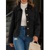 imageCicy Bell Womens Faux Suede Leather Jackets Oversized Cropped Casual Lapel Collar Button Down Spring Vintage ShacketsBlack