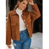 imageCicy Bell Womens Faux Suede Leather Jackets Oversized Cropped Casual Lapel Collar Button Down Spring Vintage ShacketsBrown