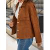 imageCicy Bell Womens Faux Suede Leather Jackets Oversized Cropped Casual Lapel Collar Button Down Spring Vintage ShacketsBrown