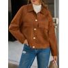 imageCicy Bell Womens Faux Suede Leather Jackets Oversized Cropped Casual Lapel Collar Button Down Spring Vintage ShacketsBrown