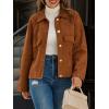 imageCicy Bell Womens Faux Suede Leather Jackets Oversized Cropped Casual Lapel Collar Button Down Spring Vintage ShacketsBrown
