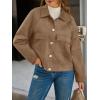 imageCicy Bell Womens Faux Suede Leather Jackets Oversized Cropped Casual Lapel Collar Button Down Spring Vintage ShacketsDark Brown
