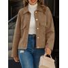 imageCicy Bell Womens Faux Suede Leather Jackets Oversized Cropped Casual Lapel Collar Button Down Spring Vintage ShacketsDark Brown