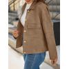 imageCicy Bell Womens Faux Suede Leather Jackets Oversized Cropped Casual Lapel Collar Button Down Spring Vintage ShacketsDark Brown