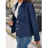 imageCicy Bell Womens Faux Suede Leather Jackets Oversized Cropped Casual Lapel Collar Button Down Spring Vintage ShacketsNavy