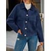 imageCicy Bell Womens Faux Suede Leather Jackets Oversized Cropped Casual Lapel Collar Button Down Spring Vintage ShacketsNavy