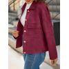 imageCicy Bell Womens Faux Suede Leather Jackets Oversized Cropped Casual Lapel Collar Button Down Spring Vintage ShacketsWine Red