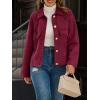 imageCicy Bell Womens Faux Suede Leather Jackets Oversized Cropped Casual Lapel Collar Button Down Spring Vintage ShacketsWine Red