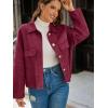 imageCicy Bell Womens Faux Suede Leather Jackets Oversized Cropped Casual Lapel Collar Button Down Spring Vintage ShacketsWine Red