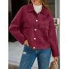 imageCicy Bell Womens Faux Suede Leather Jackets Oversized Cropped Casual Lapel Collar Button Down Spring Vintage ShacketsWine Red