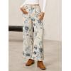 imageCicy Bell Womens Floral Baggy Wide Leg Jeans Casual High Waisted Boyfriend Vintage Boho Denim Pants with Pockets