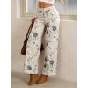 imageCicy Bell Womens Floral Baggy Wide Leg Jeans Casual High Waisted Boyfriend Vintage Boho Denim Pants with Pockets