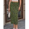 imageCicy Bell Womens Floral Boho Mesh Midi Skirt Elastic High Waisted Flowy Summer Casual Vintage Long SkirtsGreen
