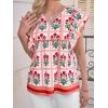 imageCicy Bell Womens Floral Peplum Babydoll Tops Ruffle Cap Sleeve V Neck Blouses Summer Casual Boho Flowy ShirtsRed