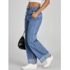 imageCicy Bell Womens High Waisted Boyfriend Jeans Cuffed Raw Straight Leg Baggy Denim Pants with Pockets