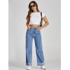 imageCicy Bell Womens High Waisted Boyfriend Jeans Cuffed Raw Straight Leg Baggy Denim Pants with Pockets