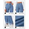 imageCicy Bell Womens High Waisted Boyfriend Jeans Cuffed Raw Straight Leg Baggy Denim Pants with Pockets