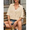 imageCicy Bell Womens Linen Button Down Shirts V Neck Summer Short Sleeve Tops Casual Loose Fit Cotton Collared BlousesBeige
