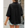 imageCicy Bell Womens Linen Button Down Shirts V Neck Summer Short Sleeve Tops Casual Loose Fit Cotton Collared BlousesBlack