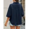 imageCicy Bell Womens Linen Button Down Shirts V Neck Summer Short Sleeve Tops Casual Loose Fit Cotton Collared BlousesDark Blue