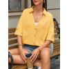 imageCicy Bell Womens Linen Button Down Shirts V Neck Summer Short Sleeve Tops Casual Loose Fit Cotton Collared BlousesYellow