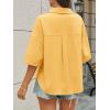 imageCicy Bell Womens Linen Button Down Shirts V Neck Summer Short Sleeve Tops Casual Loose Fit Cotton Collared BlousesYellow