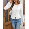 imageCicy Bell Womens Long Sleeve Asymmetrical Tops Button Down Ribbed Fitted Cropped Shirts Trendy Fall Blouses White