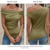 imageCicy Bell Womens Off One Shoulder Tops Cowl Neck Ruched Tank Tops 2026 Summer Asymmetrical Going Out Sleeveless ShirtsArmy Green