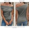 imageCicy Bell Womens Off One Shoulder Tops Cowl Neck Ruched Tank Tops 2026 Summer Asymmetrical Going Out Sleeveless ShirtsGrey