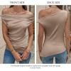 imageCicy Bell Womens Off One Shoulder Tops Cowl Neck Ruched Tank Tops 2026 Summer Asymmetrical Going Out Sleeveless ShirtsKhaki