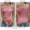 imageCicy Bell Womens Off One Shoulder Tops Cowl Neck Ruched Tank Tops 2026 Summer Asymmetrical Going Out Sleeveless ShirtsPink