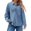imageCicy Bell Womens Oversized Denim Shirt Jean Jacket 2026 Spring Fashion Button Down Shirts Long Sleeve Tops Trendy ShacketsJean Blue