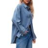 imageCicy Bell Womens Oversized Denim Shirt Jean Jacket 2026 Spring Fashion Button Down Shirts Long Sleeve Tops Trendy ShacketsJean Blue
