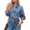 imageCicy Bell Womens Oversized Denim Shirt Jean Jacket 2026 Spring Fashion Button Down Shirts Long Sleeve Tops Trendy ShacketsJean Blue