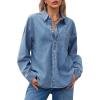 imageCicy Bell Womens Oversized Denim Shirt Jean Jacket 2026 Spring Fashion Button Down Shirts Long Sleeve Tops Trendy ShacketsJean Blue