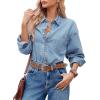 imageCicy Bell Womens Oversized Denim Shirt Jean Jacket 2026 Spring Fashion Button Down Shirts Long Sleeve Tops Trendy ShacketsWashed Blue
