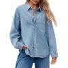 imageCicy Bell Womens Oversized Denim Shirt Jean Jacket 2026 Spring Fashion Button Down Shirts Long Sleeve Tops Trendy ShacketsWashed Blue