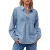 imageCicy Bell Womens Oversized Denim Shirt Jean Jacket 2026 Spring Fashion Button Down Shirts Long Sleeve Tops Trendy ShacketsWashed Blue
