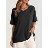 imageCicy Bell Womens Oversized T Shirts Short Sleeve Summer Casual V Neck Tunic Tops Loose Fit Side Split Basic Tee TopsBlack